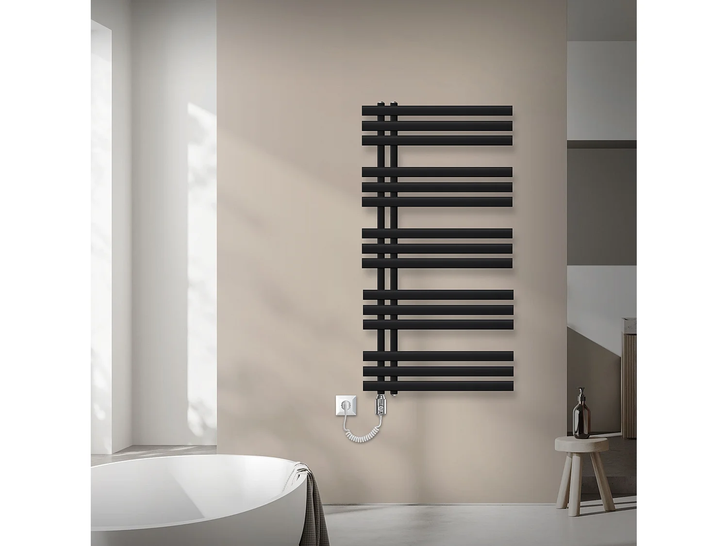 Radiatore elettrico termosifone nero elemento 900 W display digitale 60x120 cm