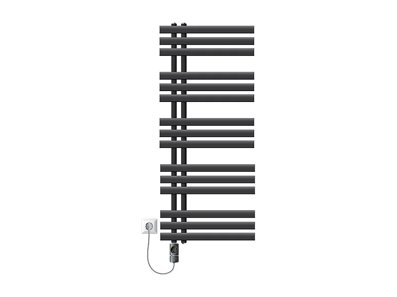 Radiateur sèche-serviettes en acier anthracite 50x120cm élément chauffant 1200W