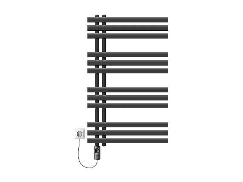 Radiador toallero eléctrico antracita 600 x 1000 mm con elemento calefactor 600W