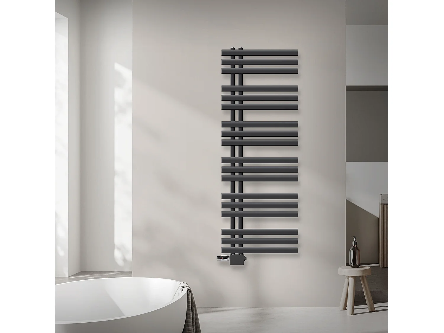 Radiateur sèche-serviettes anthracite raccordement universel 500 x 1400 mm