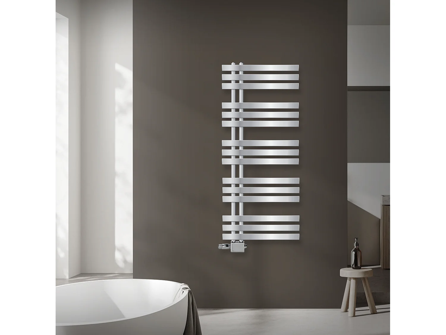 Radiateur sèche-serviettes chrome avec raccordement universel 50x120 cm