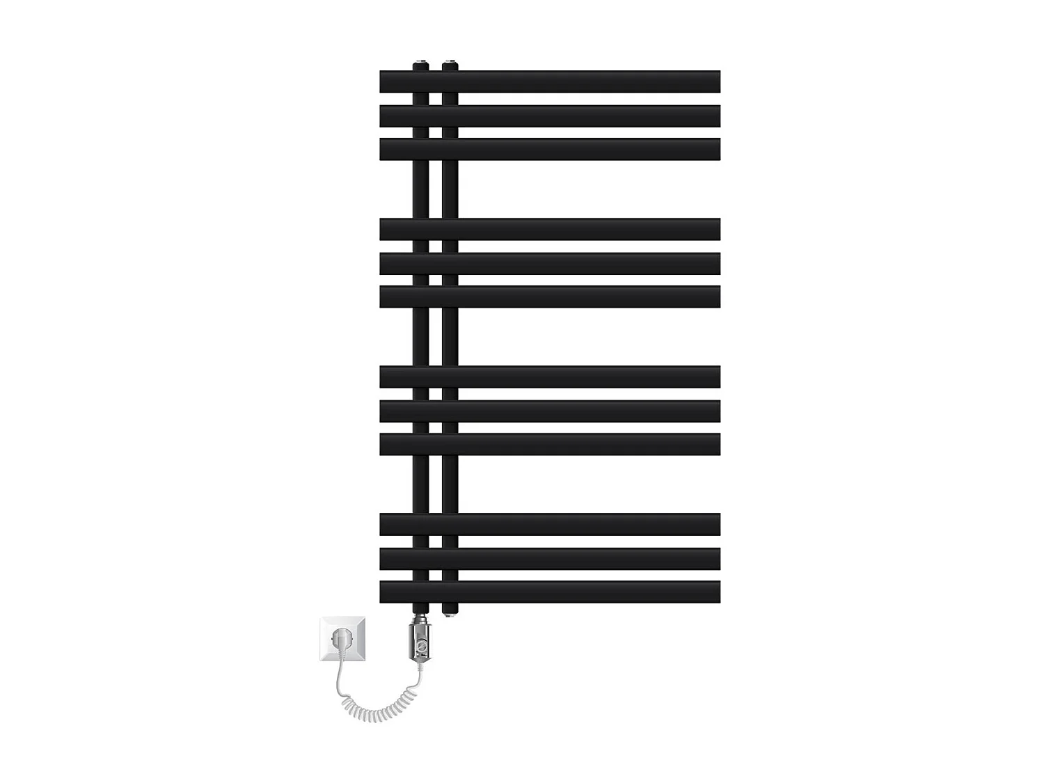 Radiateur sèche-serviettes de salle de bain noir 60x100 cm avec résistance 600W