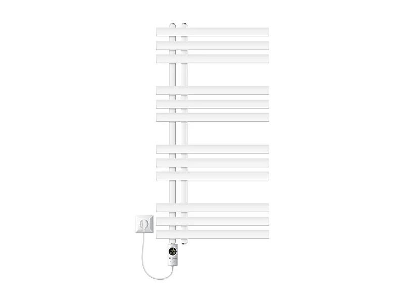 Radiador toallero eléctrico blanco 500 x 1000 mm con elemento calefactor 300W