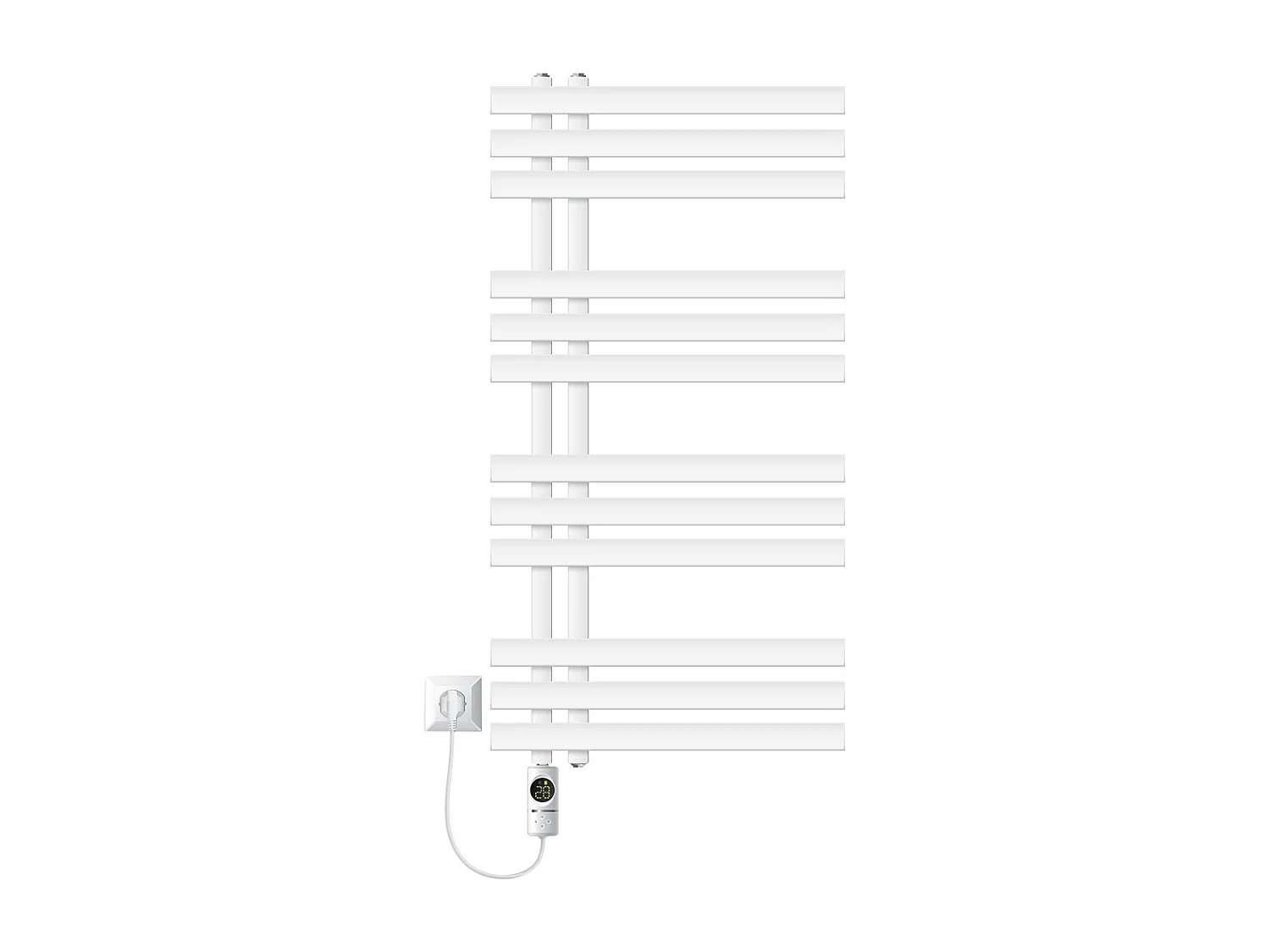 Radiador toallero eléctrico blanco 500 x 1000 mm con elemento calefactor 300W