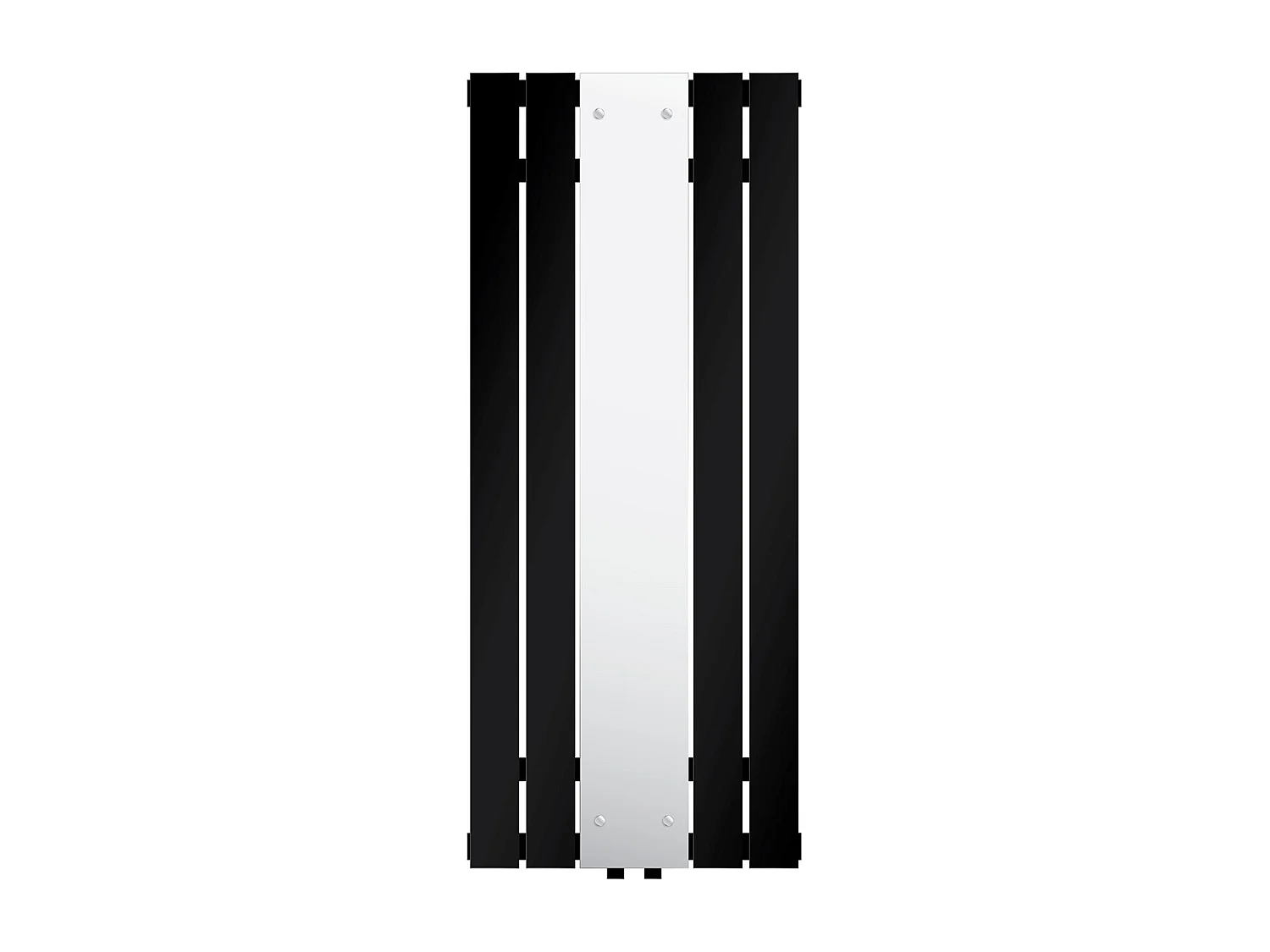 Radiateur plat vertical noir 450x1200 mm avec miroir et kit raccordement au sol