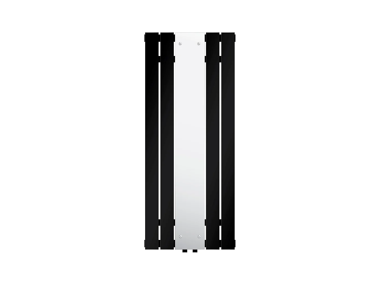 Radiateur plat vertical noir 450x1200 mm avec miroir et kit raccordement au sol