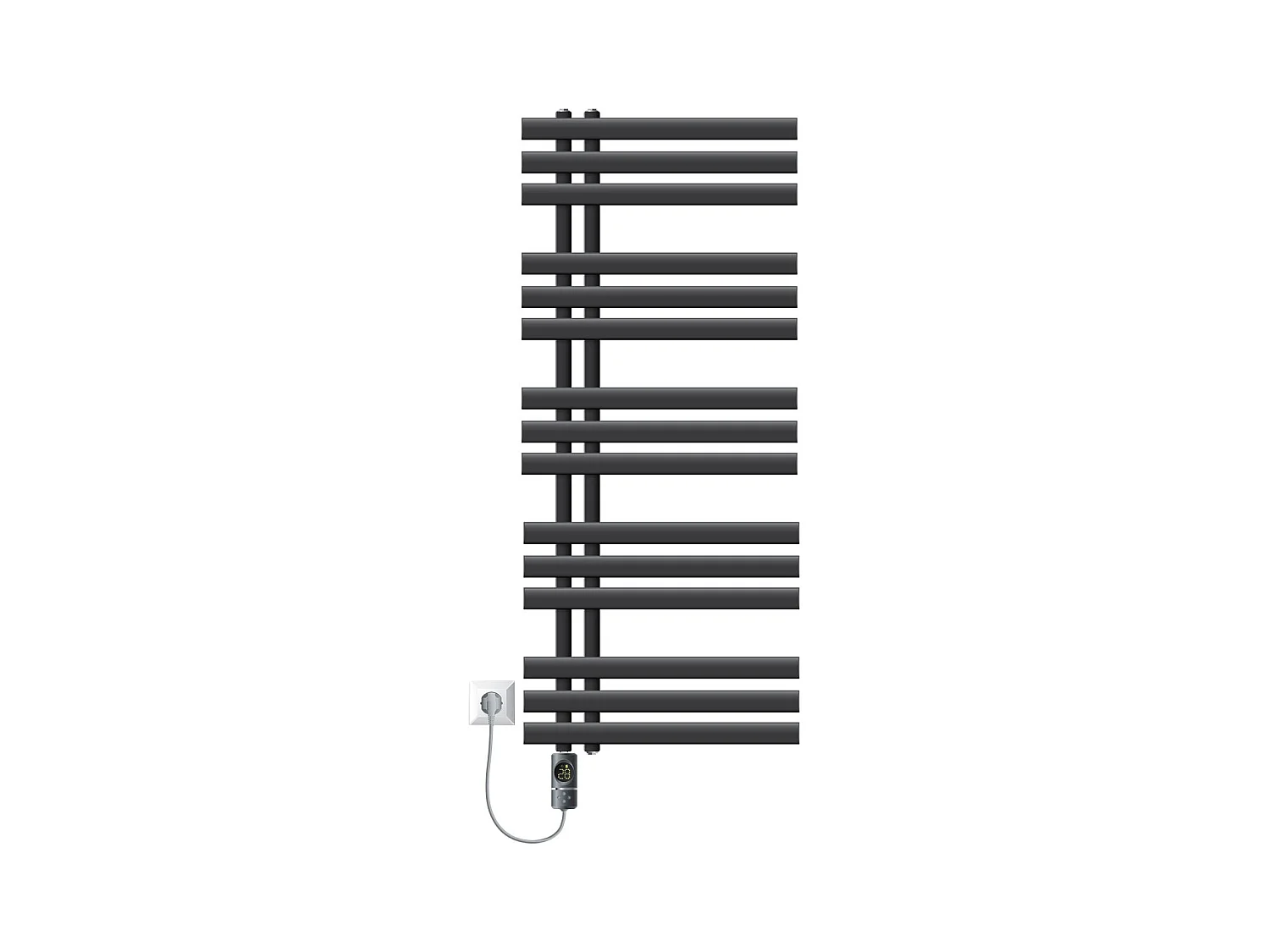 Radiateur sèche-serviettes en acier anthracite 50x120cm élément chauffant 900W