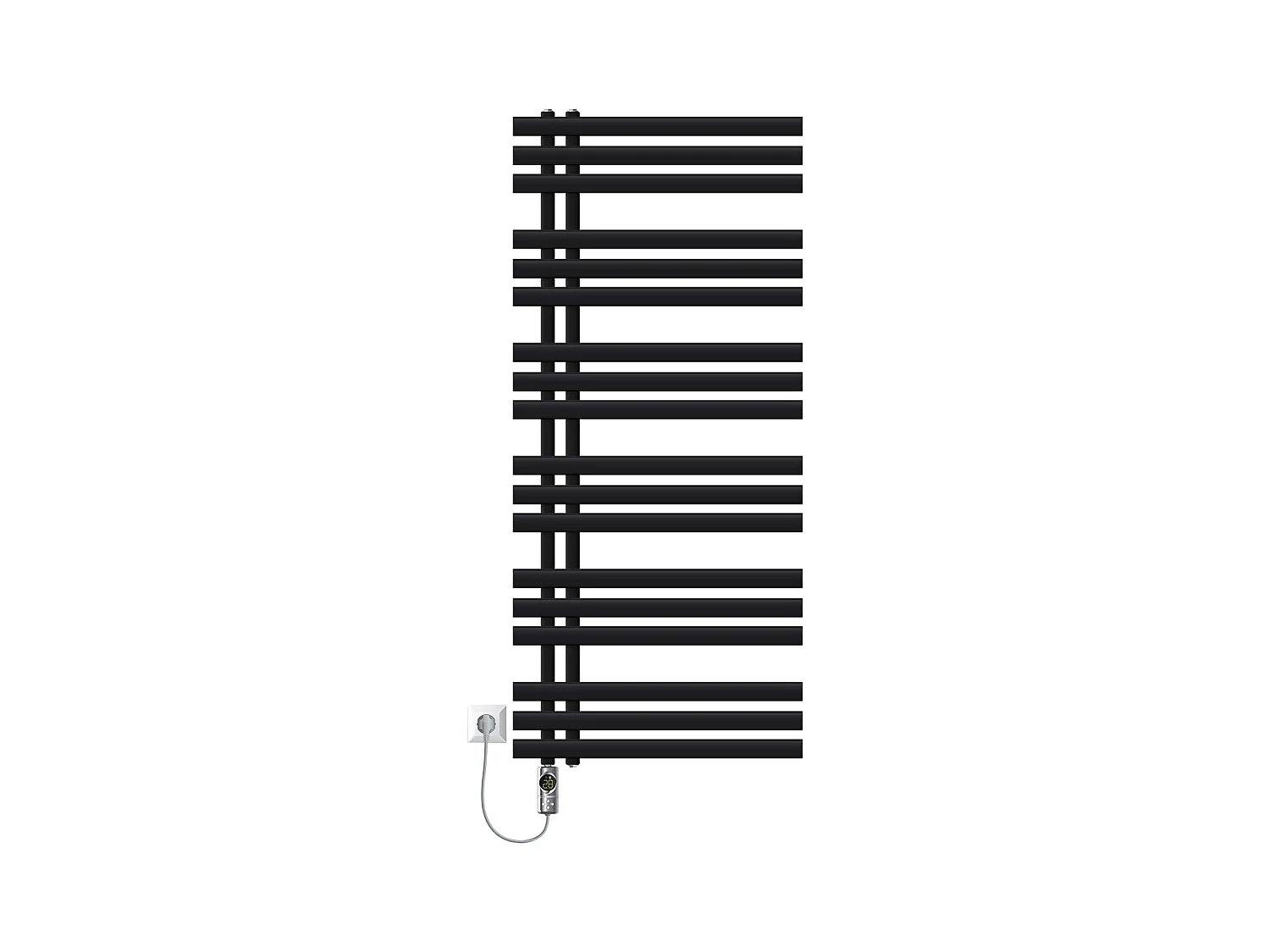 Radiador toallero eléctrico negro mate 600 x 1400mm con elemento calefactor 900W