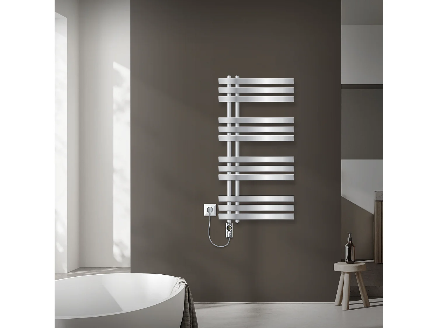 Iron EM radiateur sèche-serviettes chrome 50x100cm élément chauffant 600W