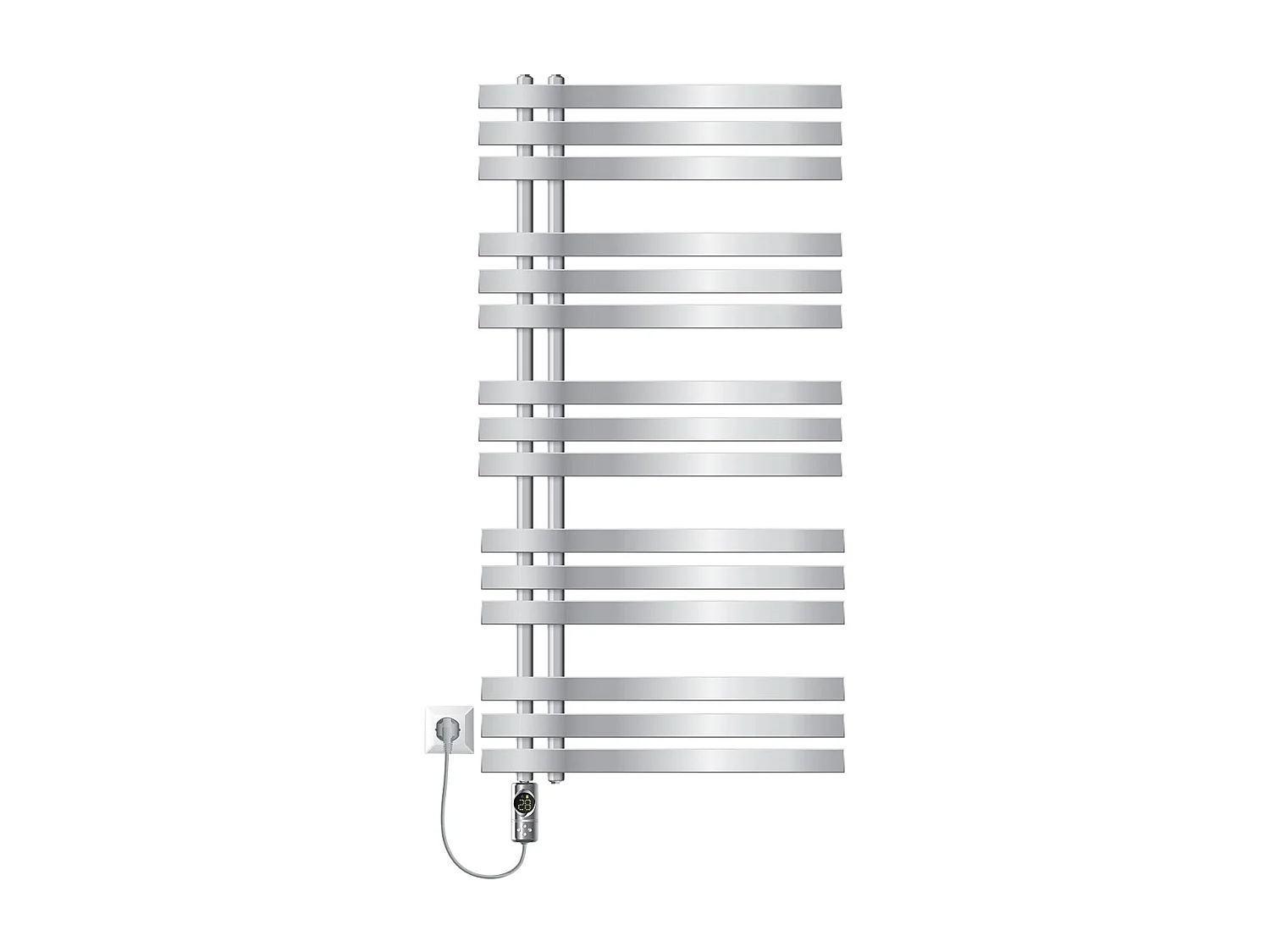 Radiatore elettrico da bagno acciaio cromato 60x120 cm elemento riscaldante 900W