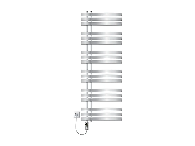 Radiador toallero eléctrico cromado 500 x 1400 mm con elemento calefactor 1200W