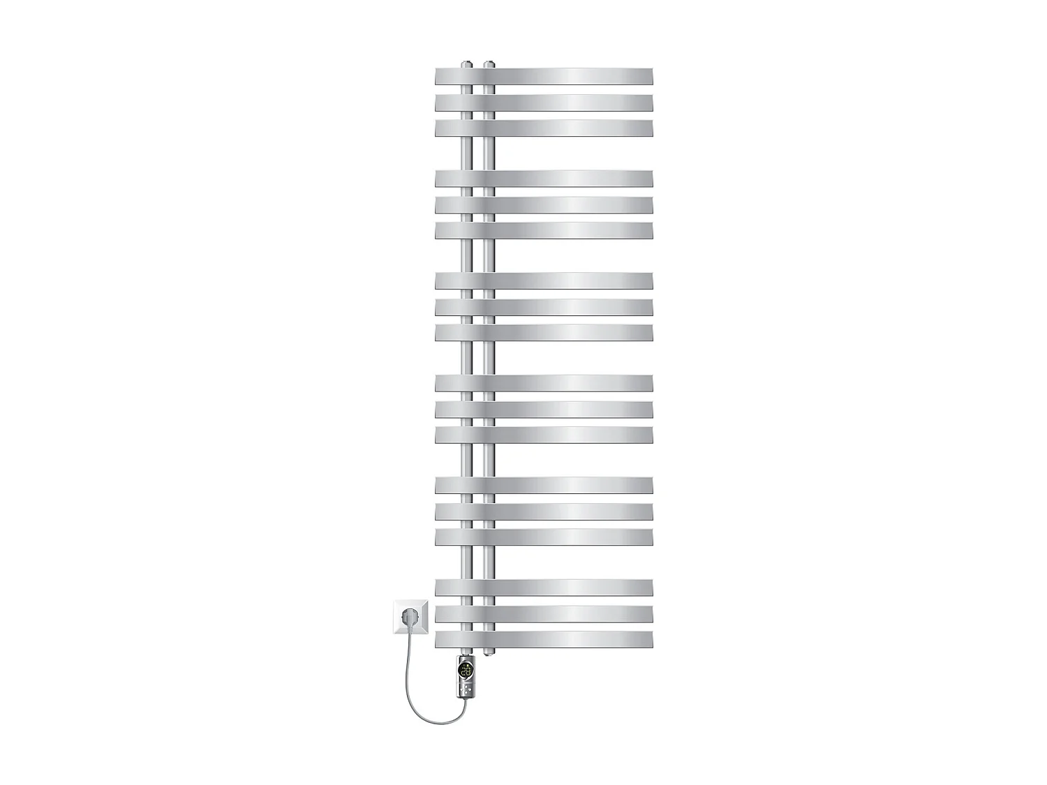 Radiador toallero eléctrico cromado 500 x 1400 mm con elemento calefactor 1200W