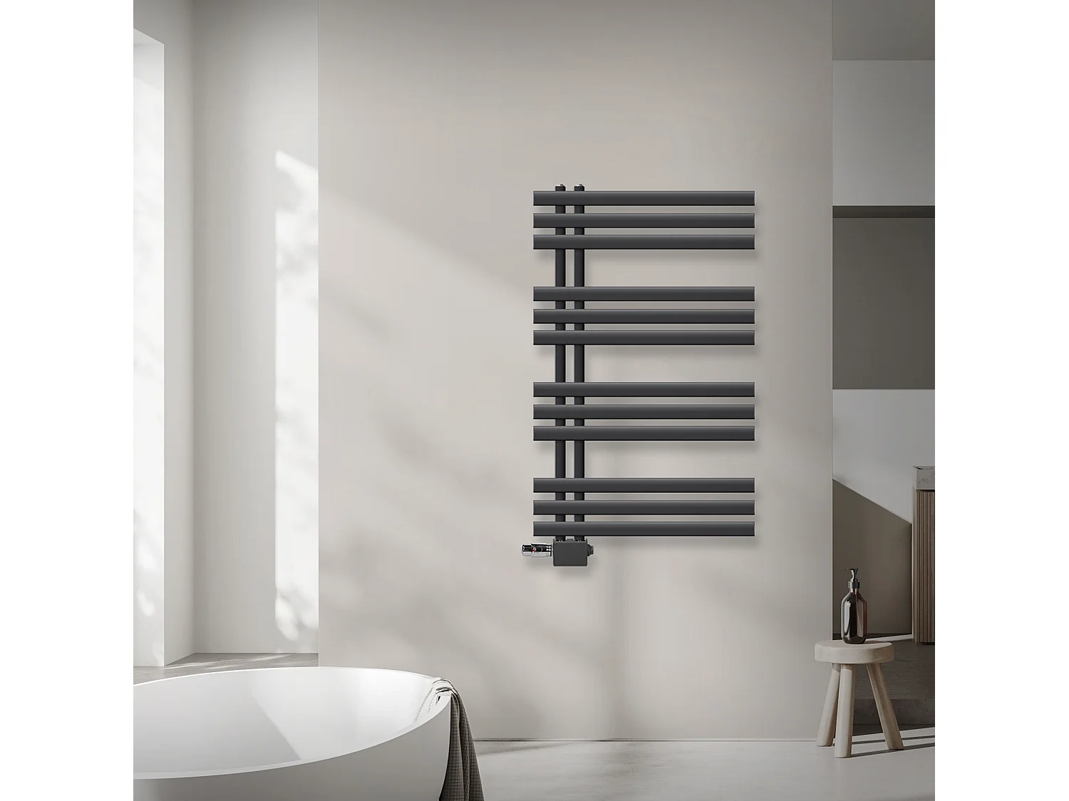 Radiateur sèche-serviettes anthracite raccordement universel 600 x 1000 mm