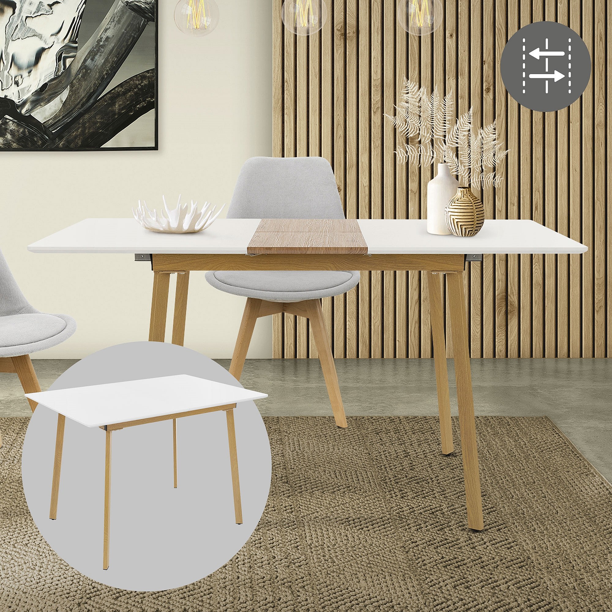 Table à Manger Rectangle ROZY 6 Personnes Blanc Effet Béton 110 Cm - IDMarket