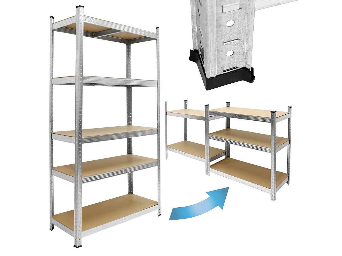 Étagère de rangement charge lourde rayonnage stockage 5 étages en MDF 750 kg