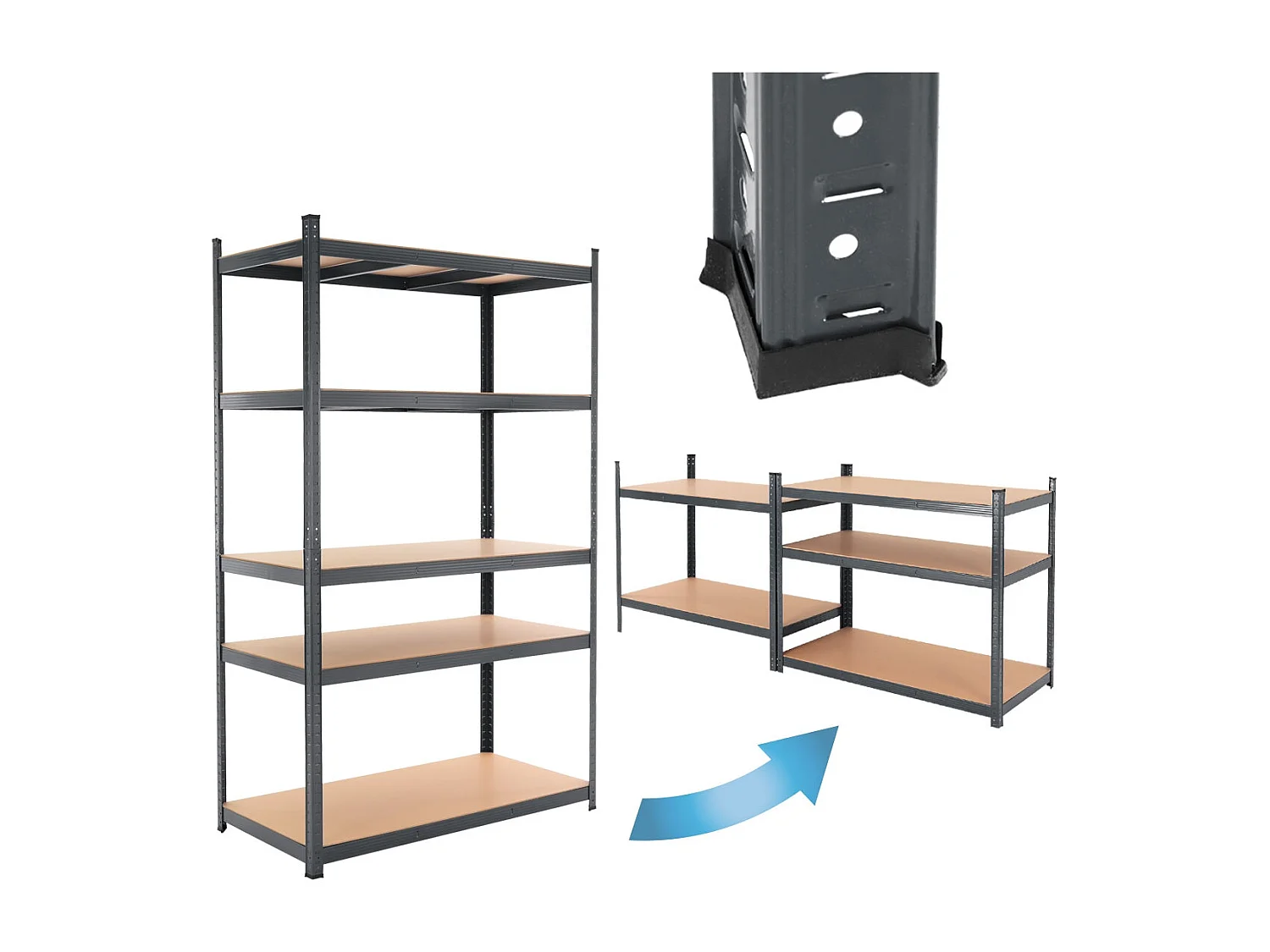 Étagère de rangement charge lourde stockage 200x100x60 cm anthracite 875 kg