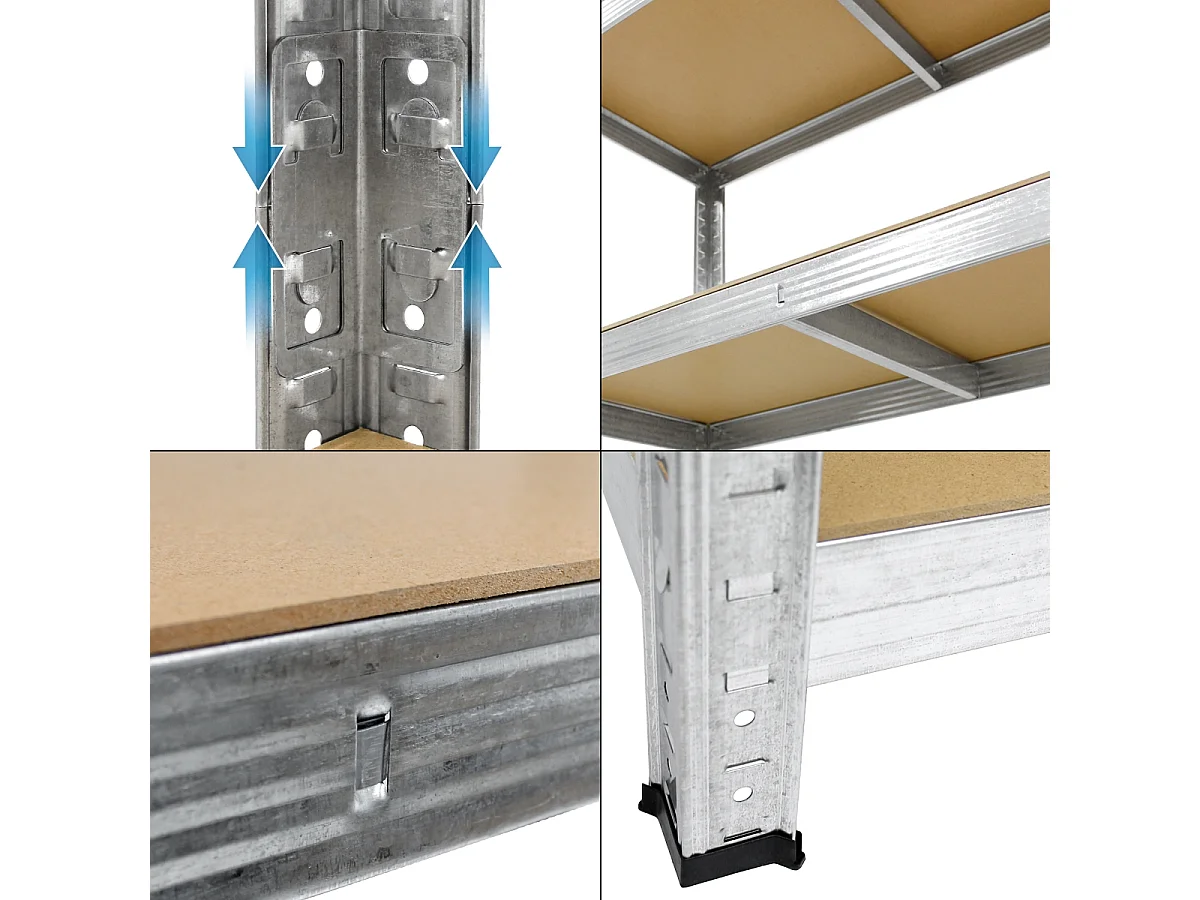 Scaffale metallo zincato officina scaffalature 170x70x30 cm mensola ripiano MDF