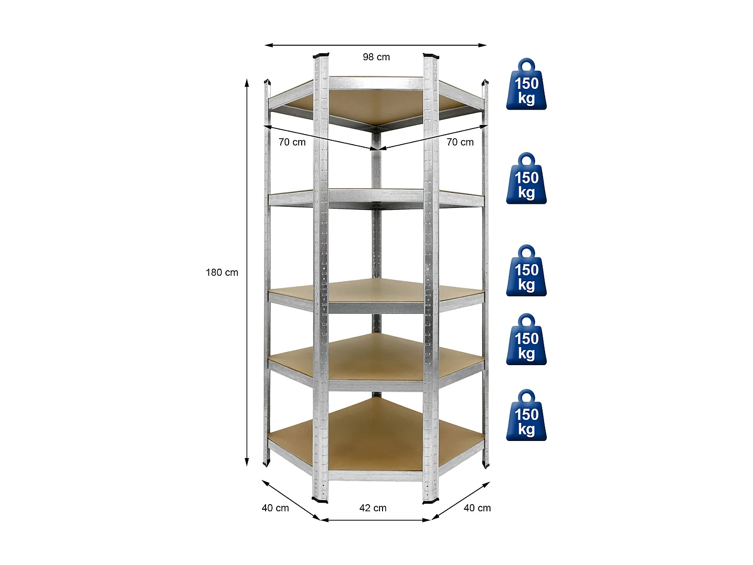Scaffale officina carichi pesanti lavoro garage magazzino 5 ripiani 180x70x40 cm