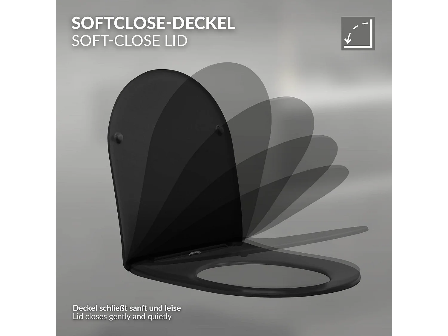 WC sospeso senza bordo in ceramica nero sedile softclose duroplast toilette