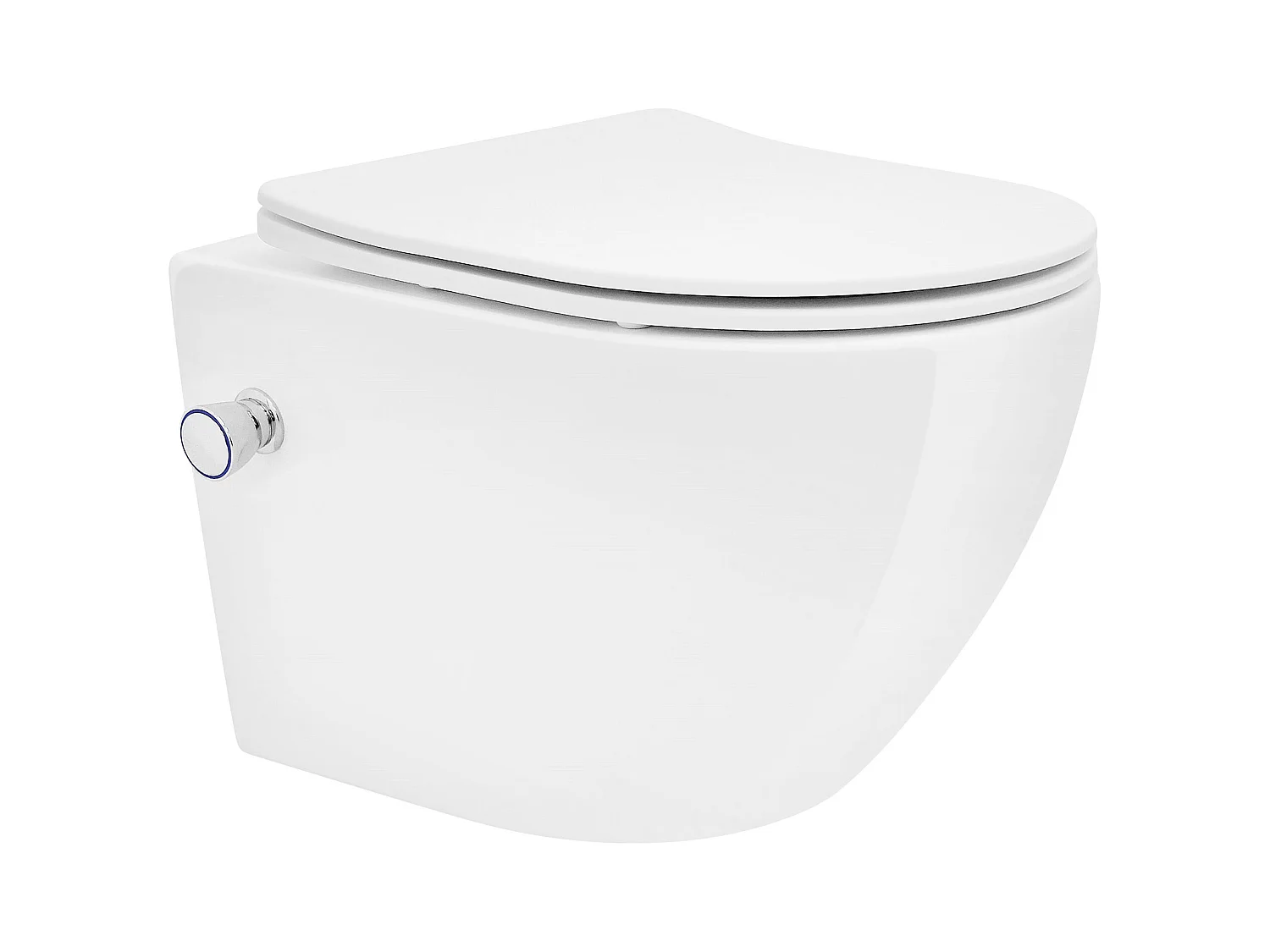 WC Cerámico suspendido con bidé sin reborde blanco corto con sistema softclose