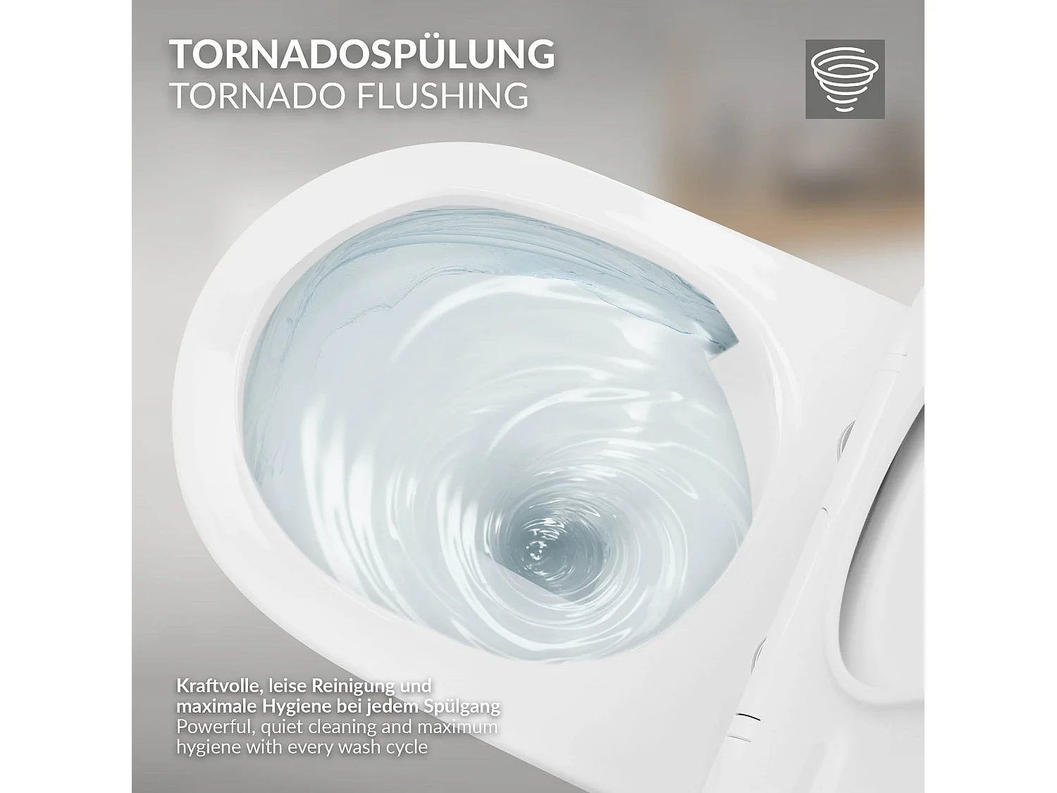 Toilette suspendu sans rebord blanc au siège WC Soft Close chasse d'eau tornado