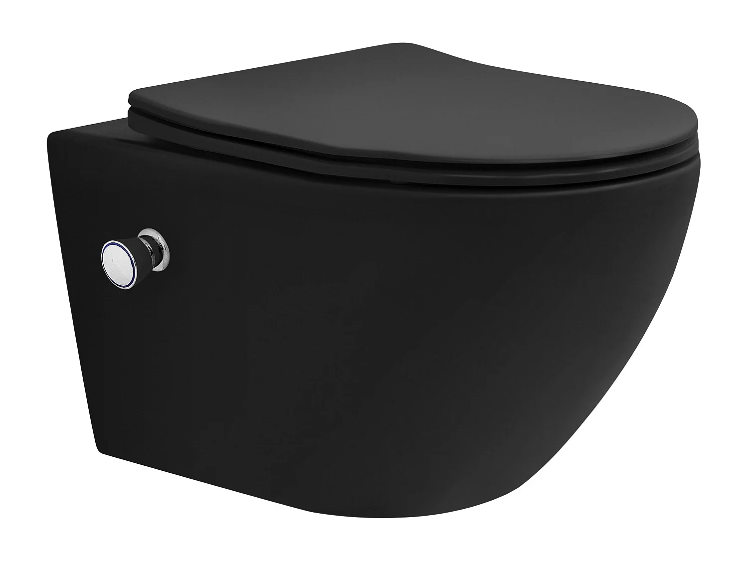 WC cerámico suspendido negro con función bidé y tornado largo 53,5 cm softclose