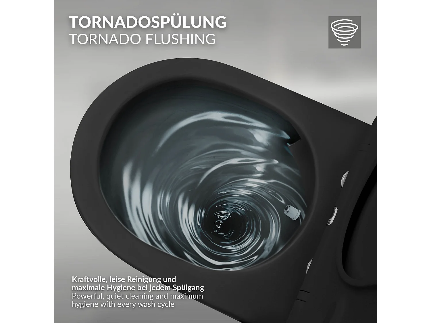 WC cerámico suspendido negro con función bidé y tornado largo 53,5 cm softclose