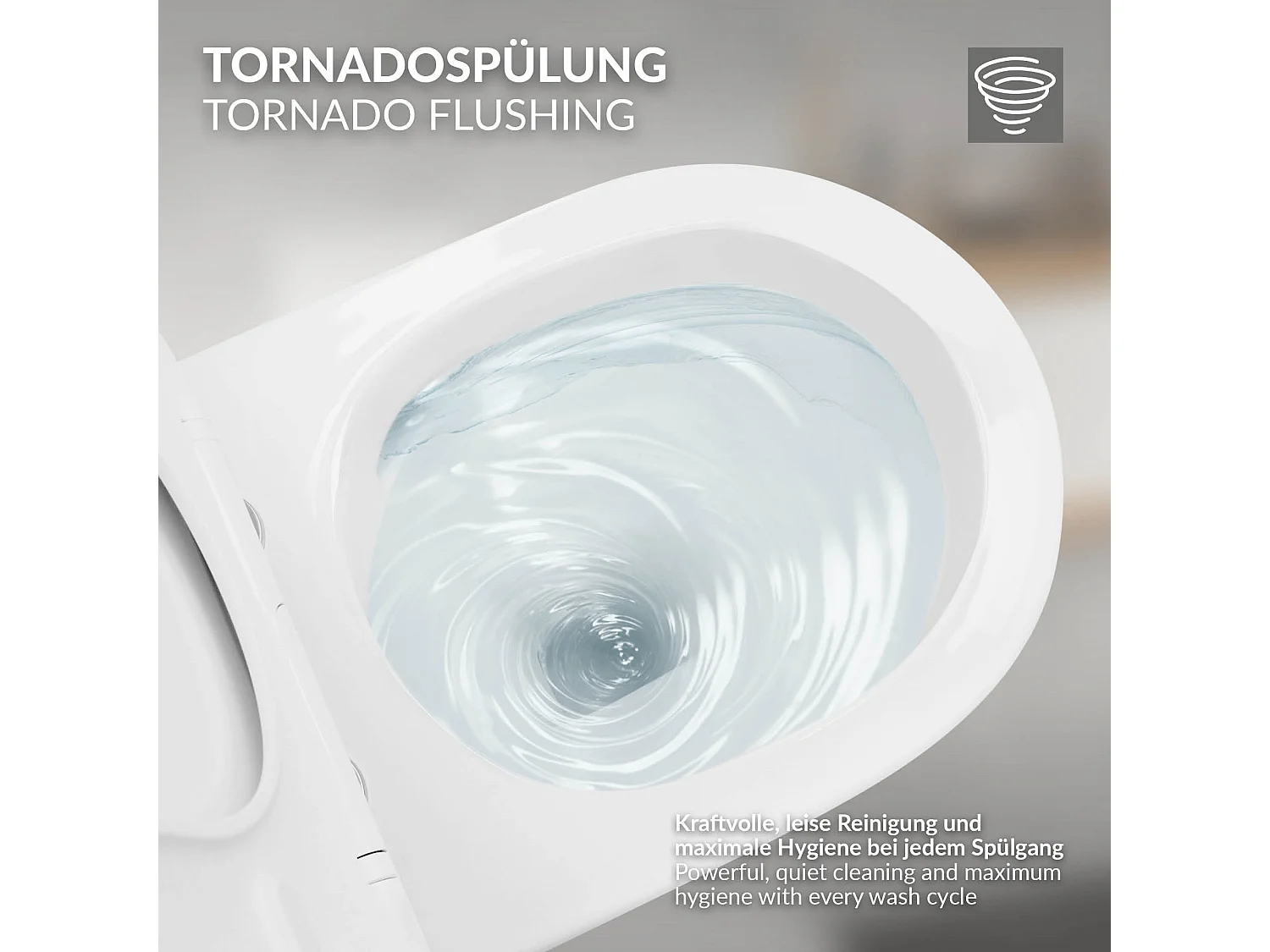 WC sospeso senza bordo in ceramica sciacquone tornado sedile softclose sanitari