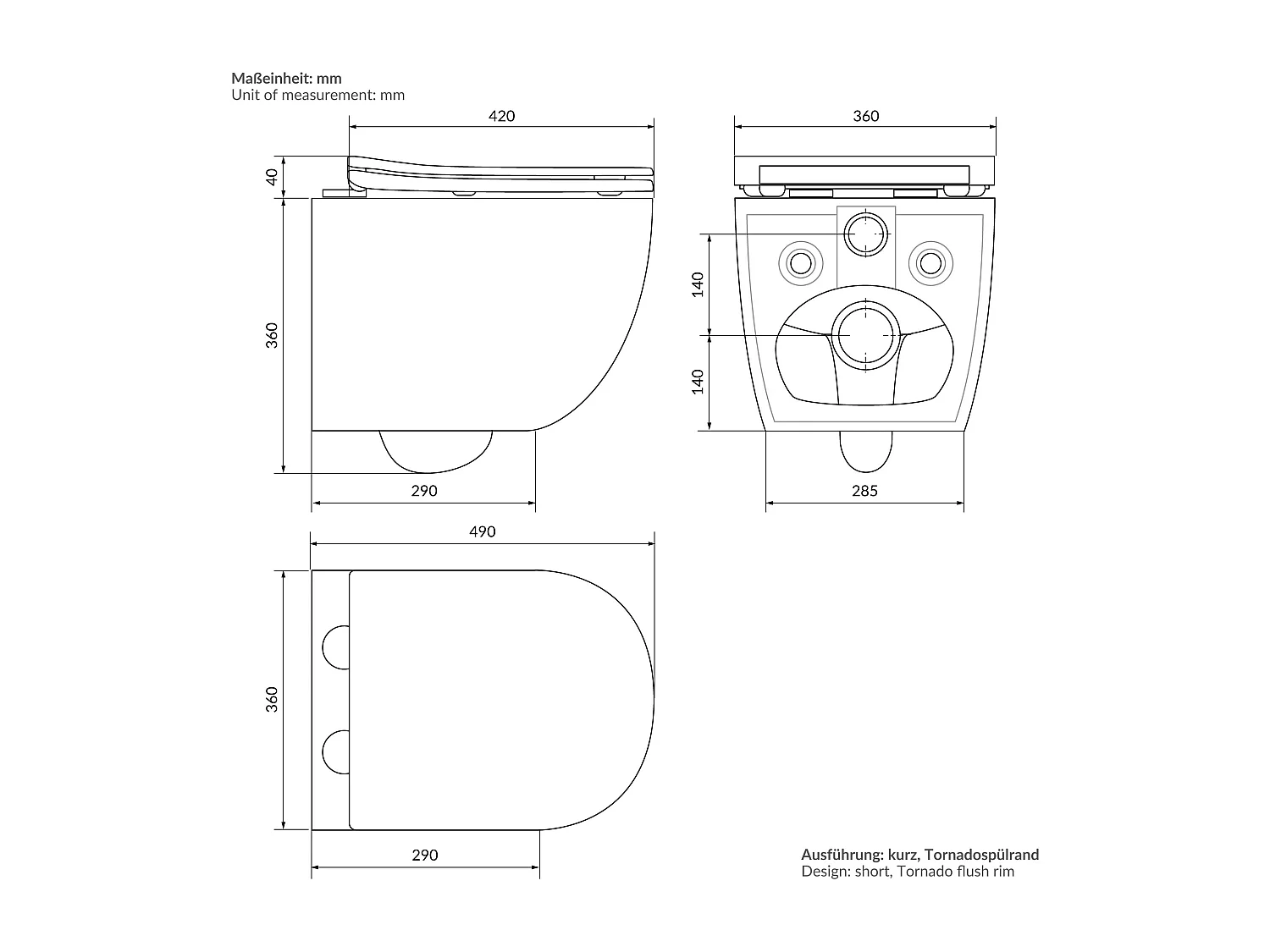 WC sospeso senza bordo in ceramica sciacquone tornado sedile softclose sanitari