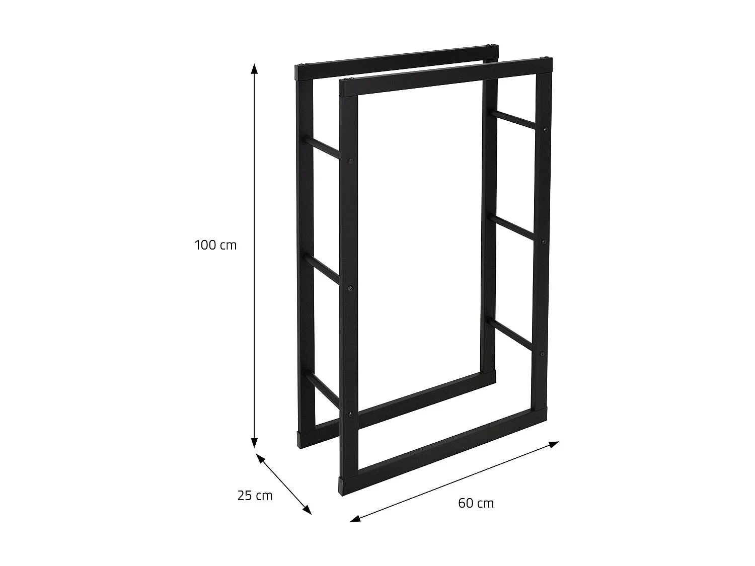 Étagère à bois de chauffage cheminée 60x100x25 cm porte-bûches acier noir