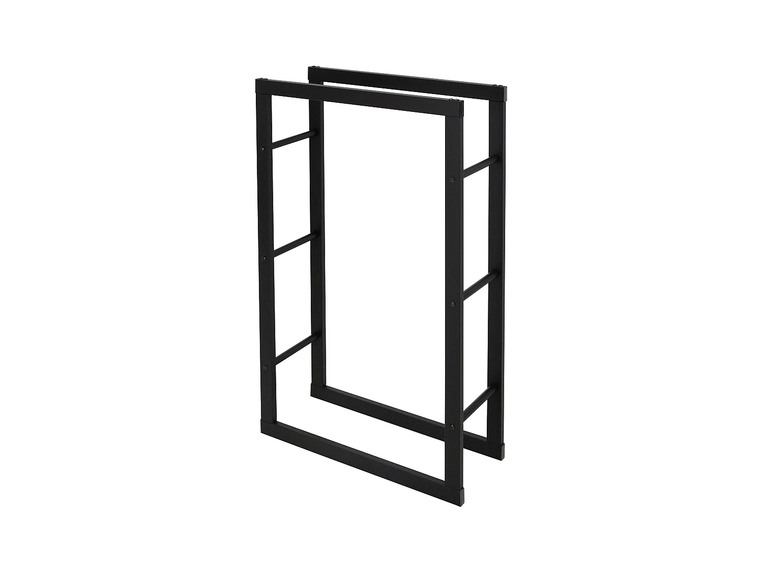 Estante para leña en acero leñero negro soporte chimenea estufa 60x100x25cm