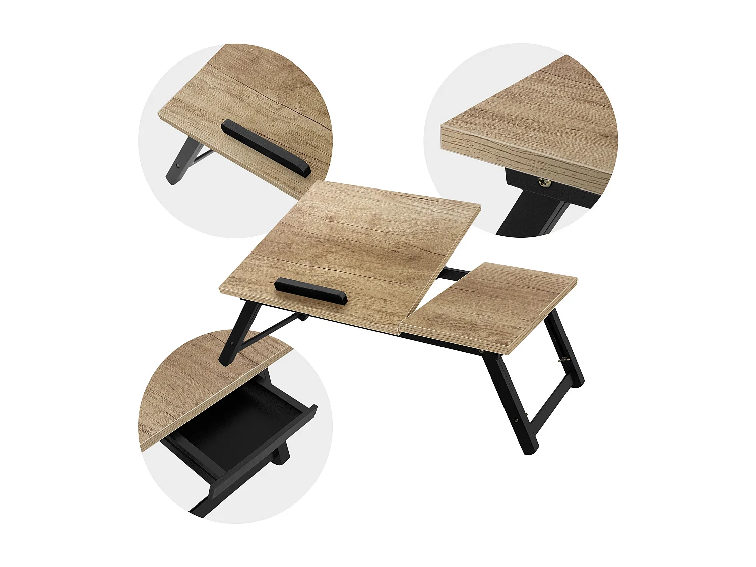 Tavolino per computer portatile laptop rovere legno inclinabile vassoio da letto