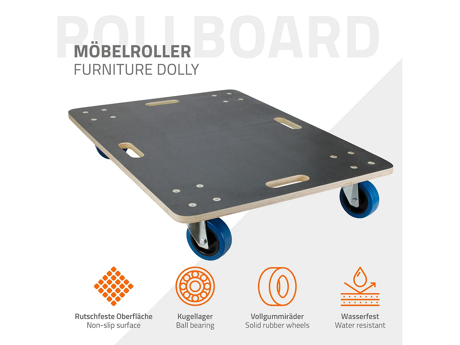 ECD Germany 2x Plataformas de carga 60x80cm con ruedas para mover muebles de hasta 800kg carretilla rodante de transporte electrodomésticos