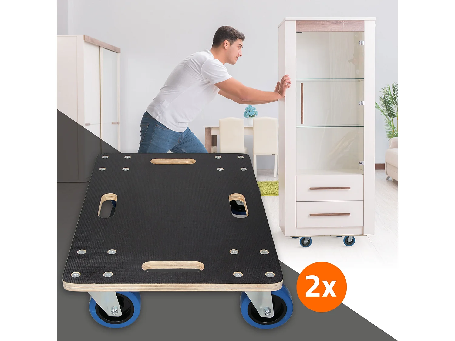 ECD Germany 2x Carrelli da trasporto elettrodomestici 40x60 cm 800 kg con piattaforma girevole 4 ruote in gomma orientabili base per trasloco pesante