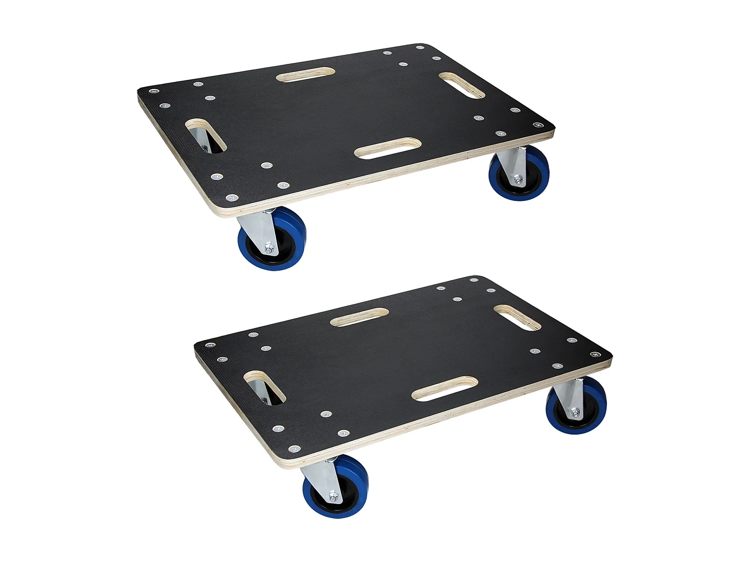 Lot de 2 chariots de transport 40x60 cm capacité 800 kg plateau contreplaqué surface antidérapante roulettes en PP idéal pour meubles et déménagement