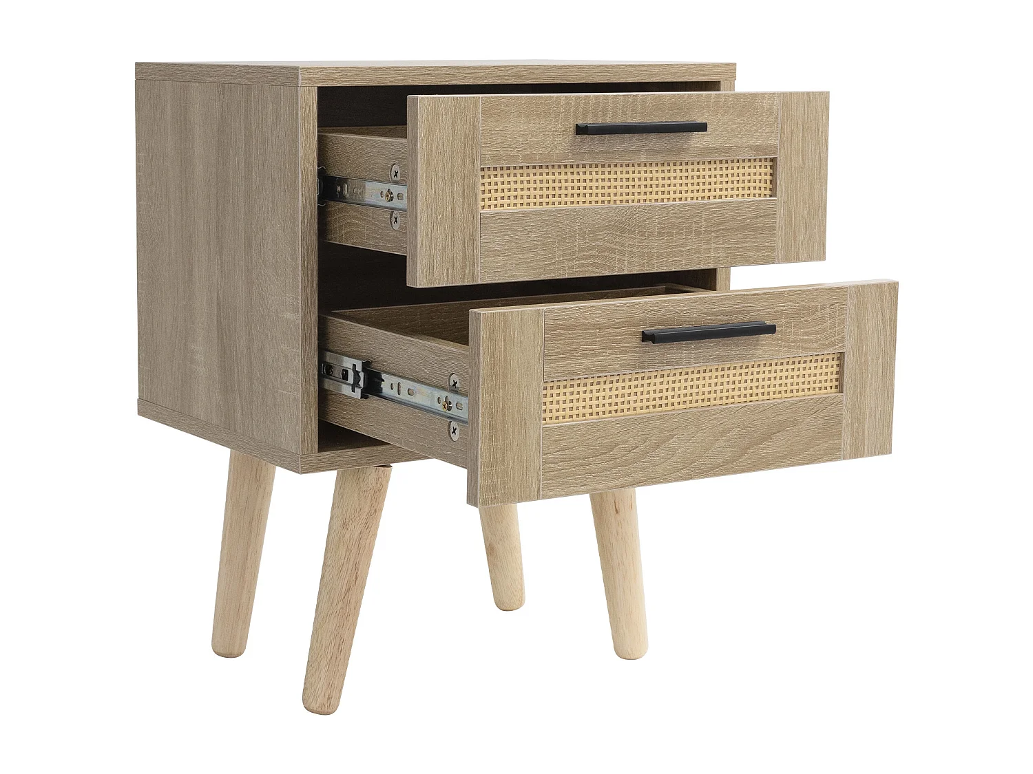 Table de nuit avec 2 tiroirs et pieds 40x30x50,5 cm commode rustique en bois