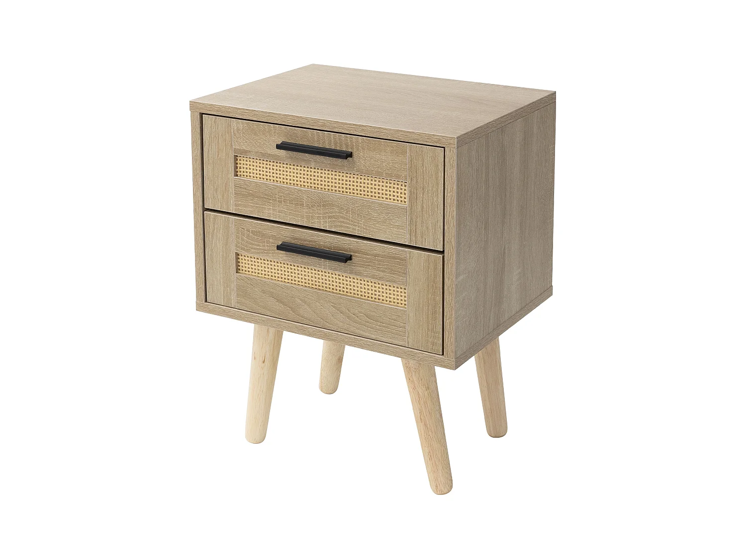 Table de nuit avec 2 tiroirs et pieds 40x30x50,5 cm commode rustique en bois