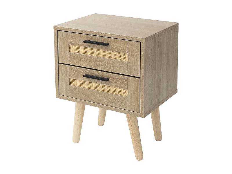 Table de nuit avec 2 tiroirs et pieds 40x30x50,5 cm commode rustique en bois