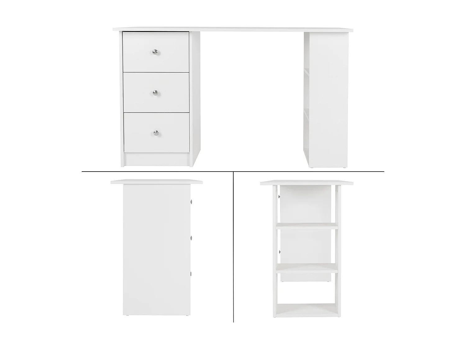 Table d'ordinateur bureau meuble de travail à domicile panneau d'aggloméré blanc