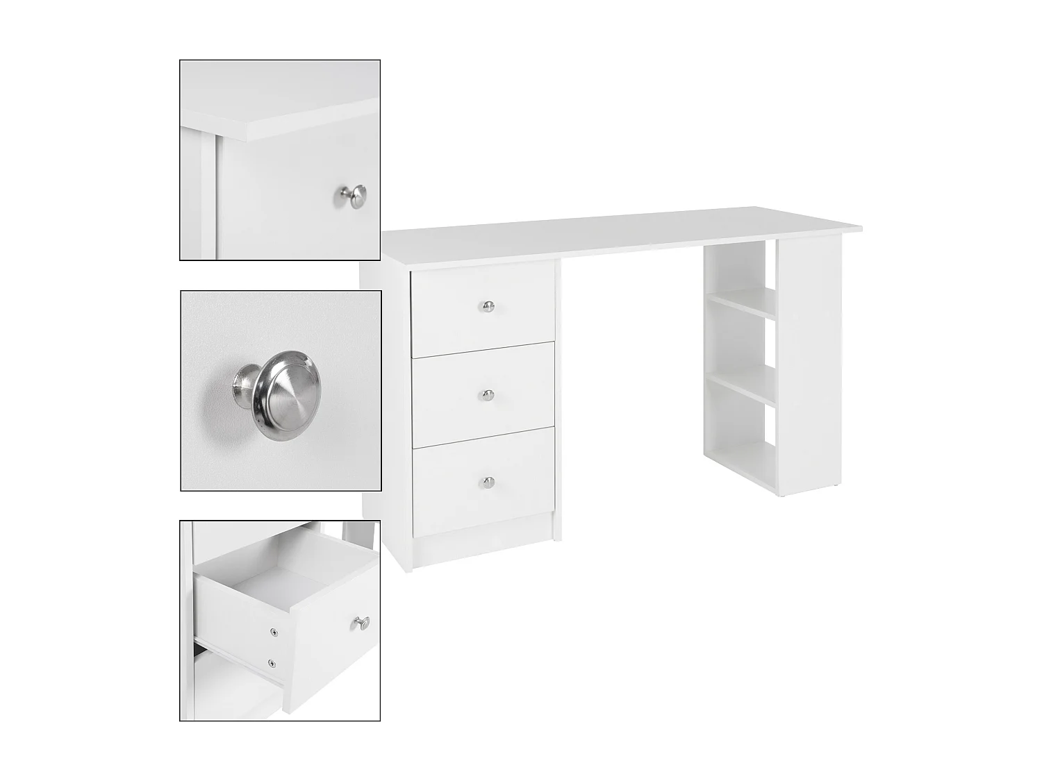 Table d'ordinateur bureau meuble de travail à domicile panneau d'aggloméré blanc