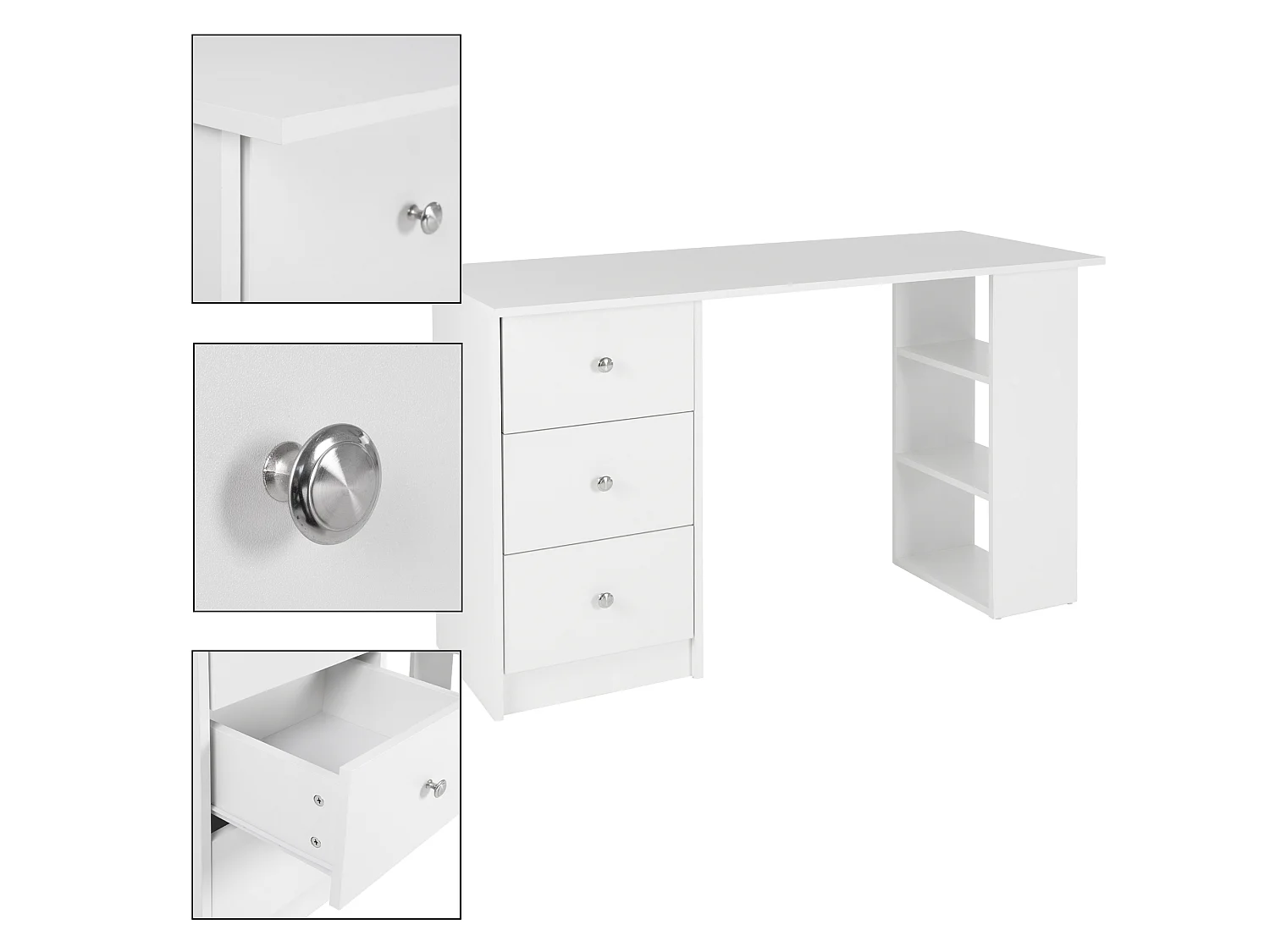 Table d'ordinateur bureau meuble de travail à domicile panneau d'aggloméré blanc