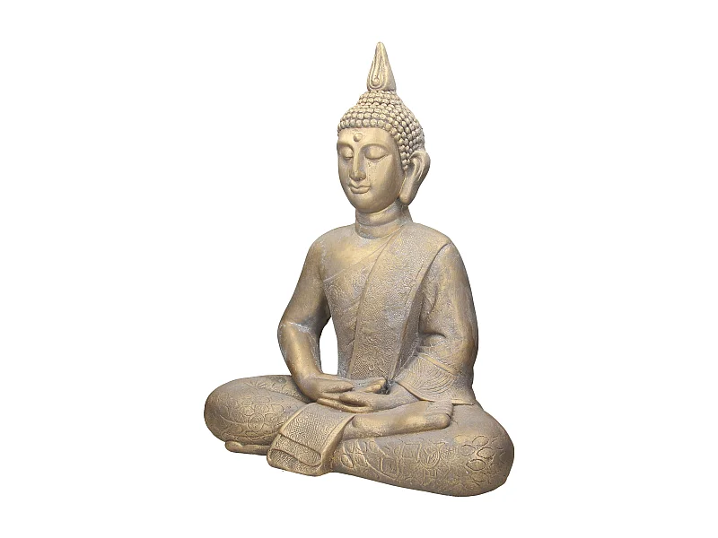 Statua Buddha figura decorativa per giardino aspetto bronzo in poliresina 63 cm