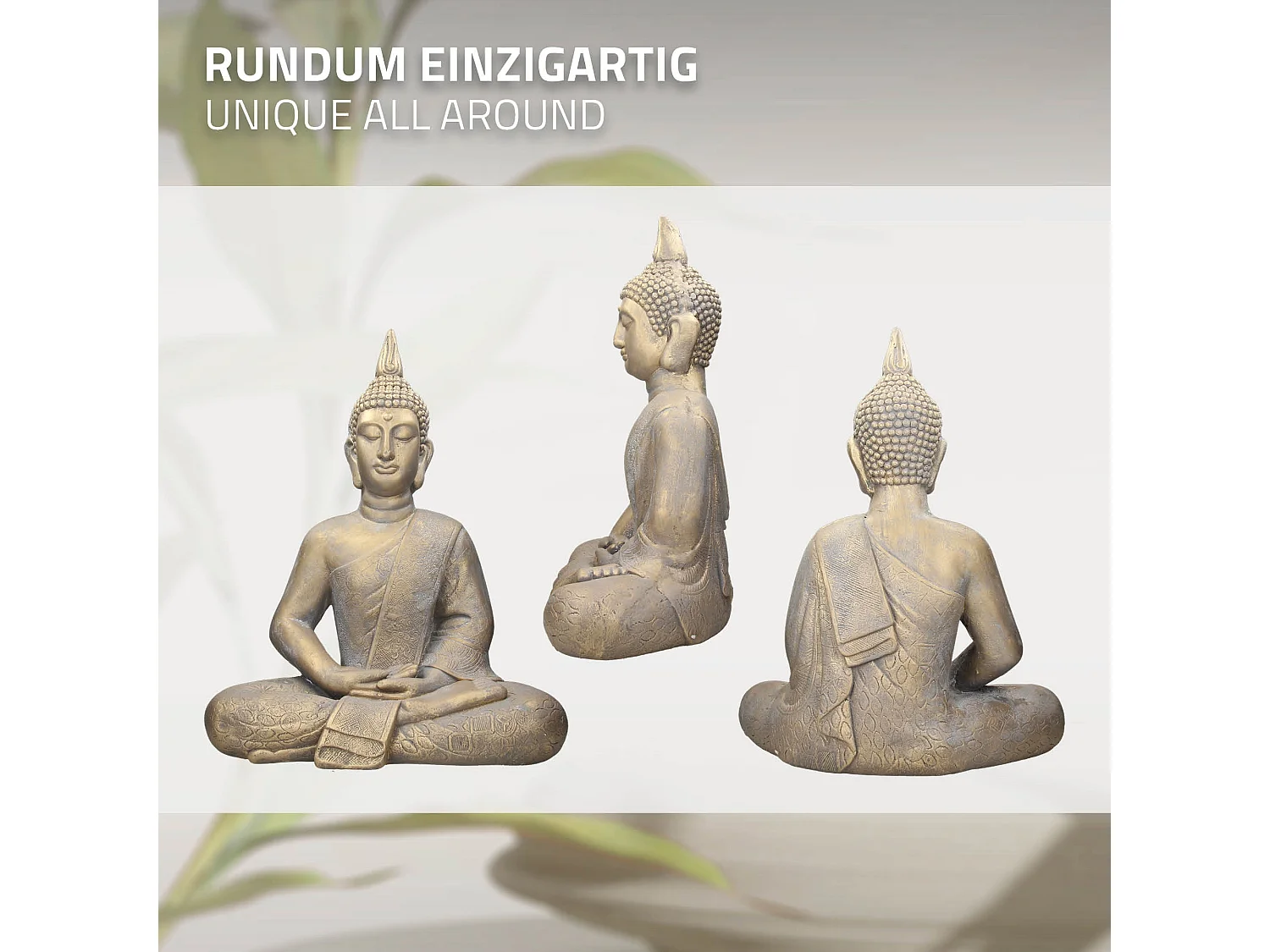 Statue Bouddha jardin figure décorative intérieur/extérieur pierre coulée 63 cm