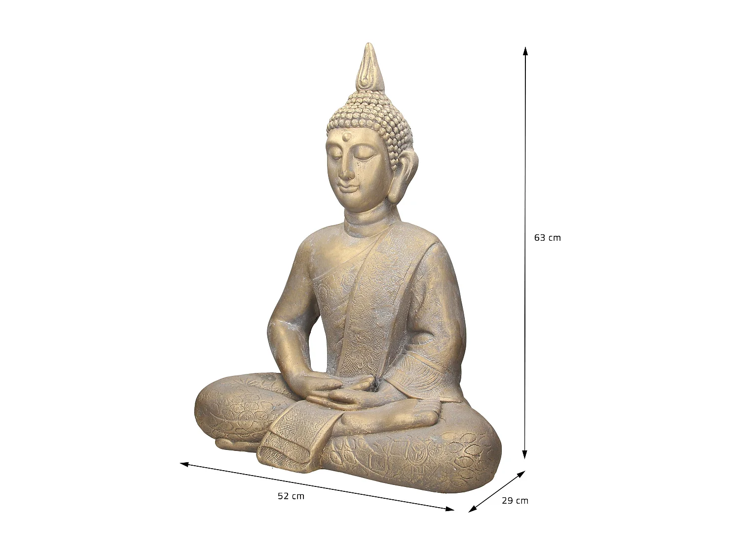 Statue Bouddha jardin figure décorative intérieur/extérieur pierre coulée 63 cm