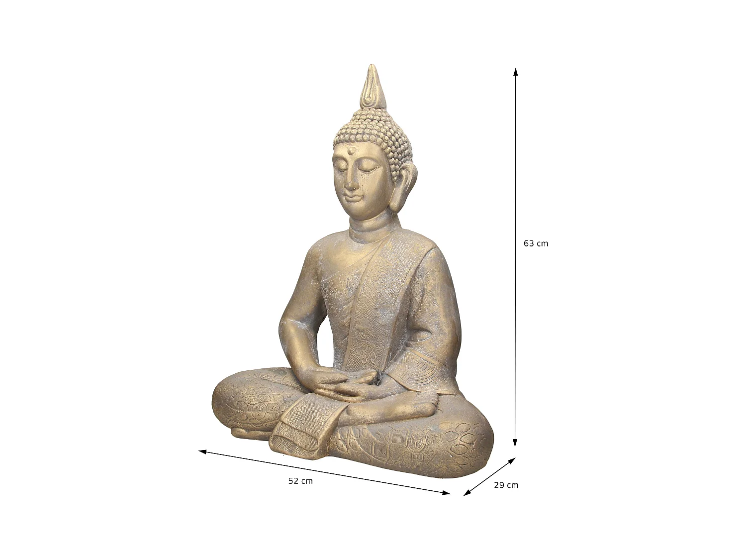 Statua Buddha figura decorativa per giardino aspetto bronzo in poliresina 63 cm