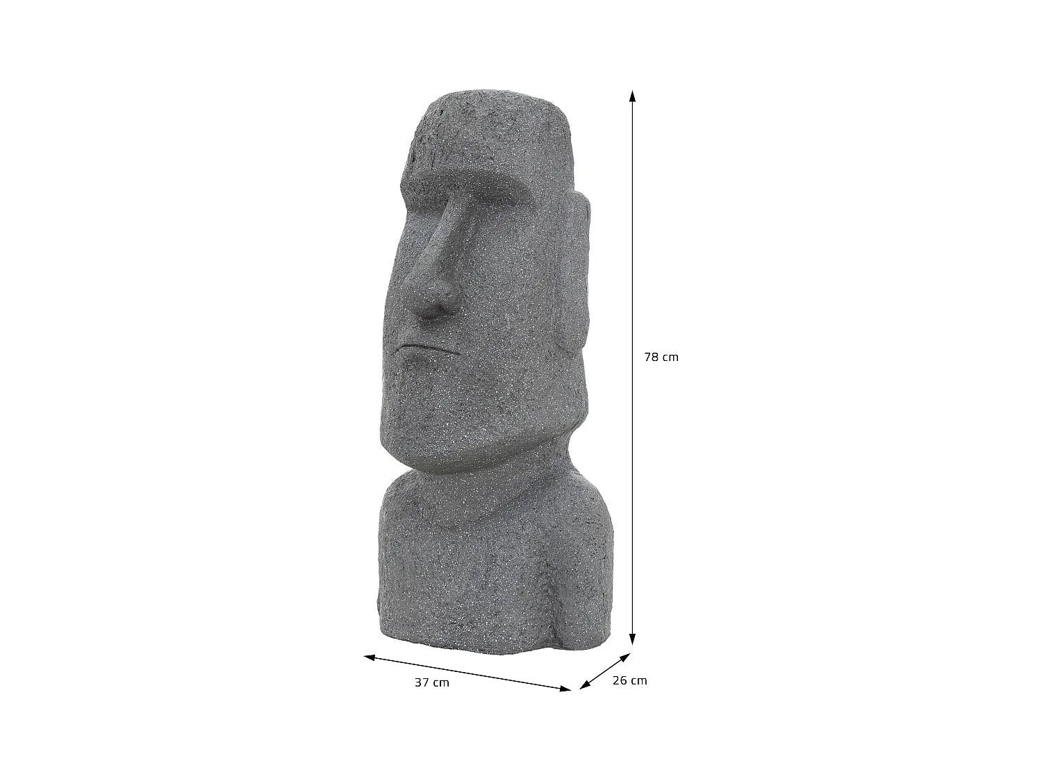 Sculpture statue pierre moulée lave gris île de Pâques figurine déco jardin