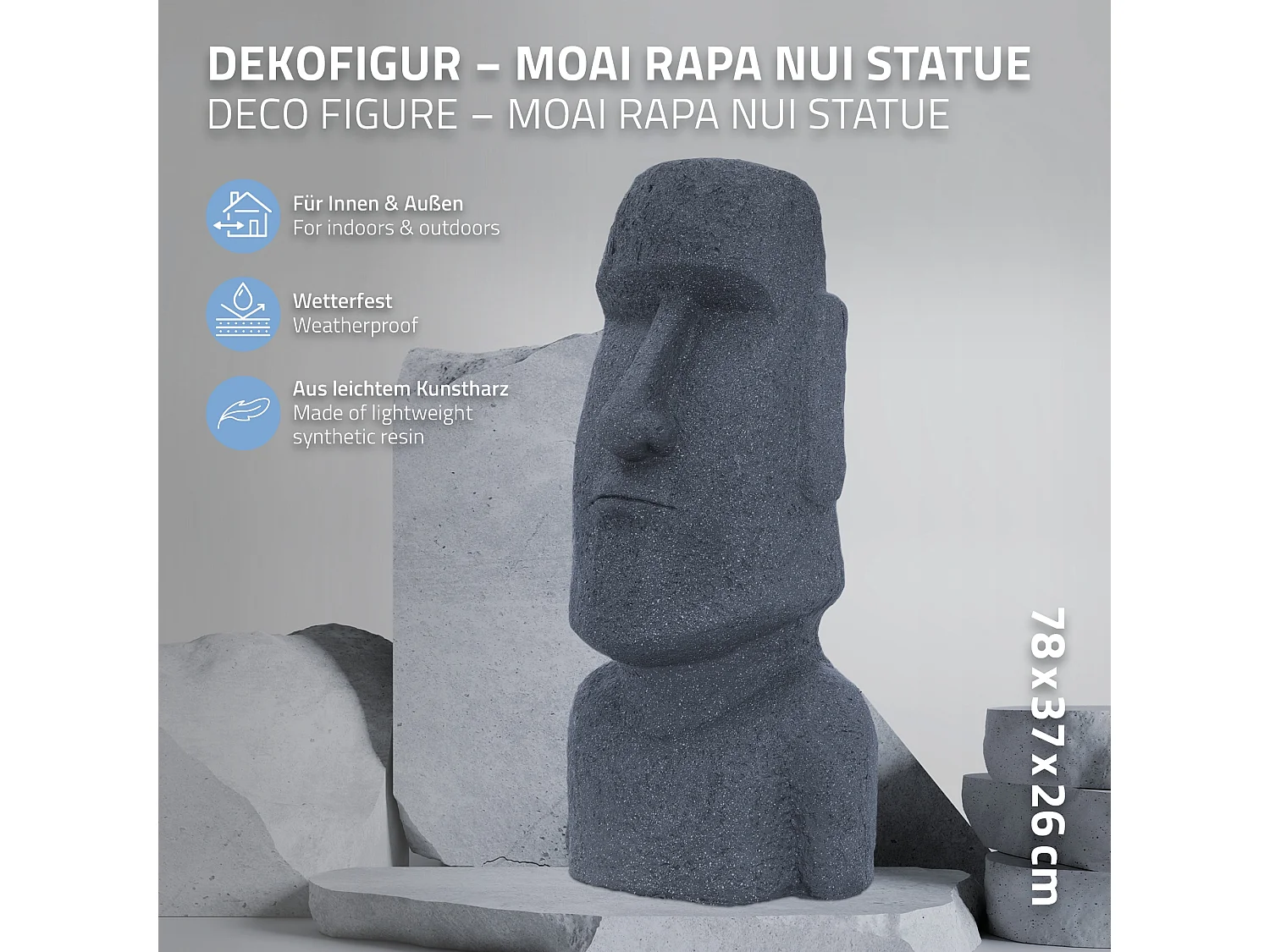 Statua Moai Isola di Pasqua Rapa Nui scultura decorativa da casa giardino grigio