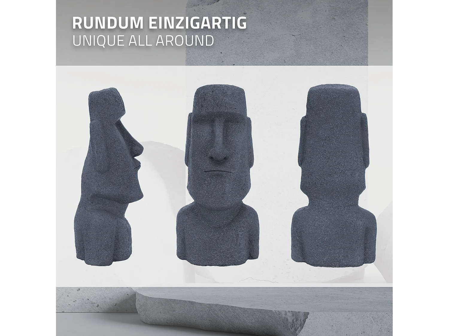 Statua Moai Isola di Pasqua Rapa Nui scultura decorativa da casa giardino grigio