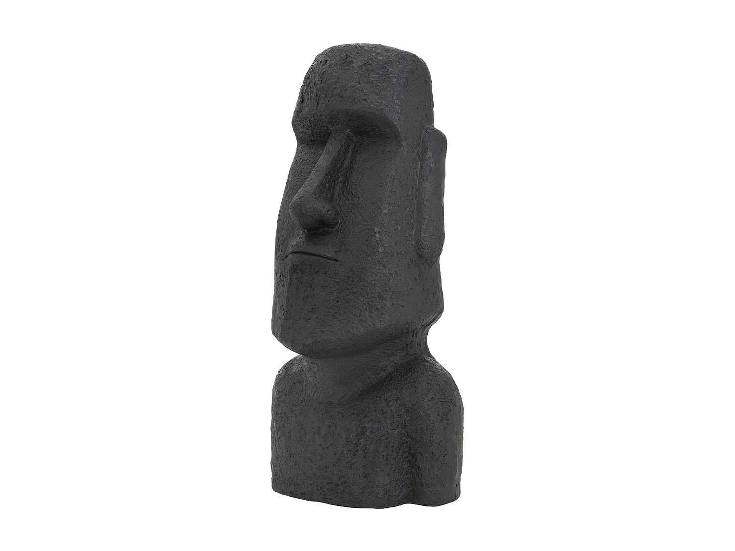 Statue déco tête moaï île de Pâques en résine figurine anthracite aspect basalte