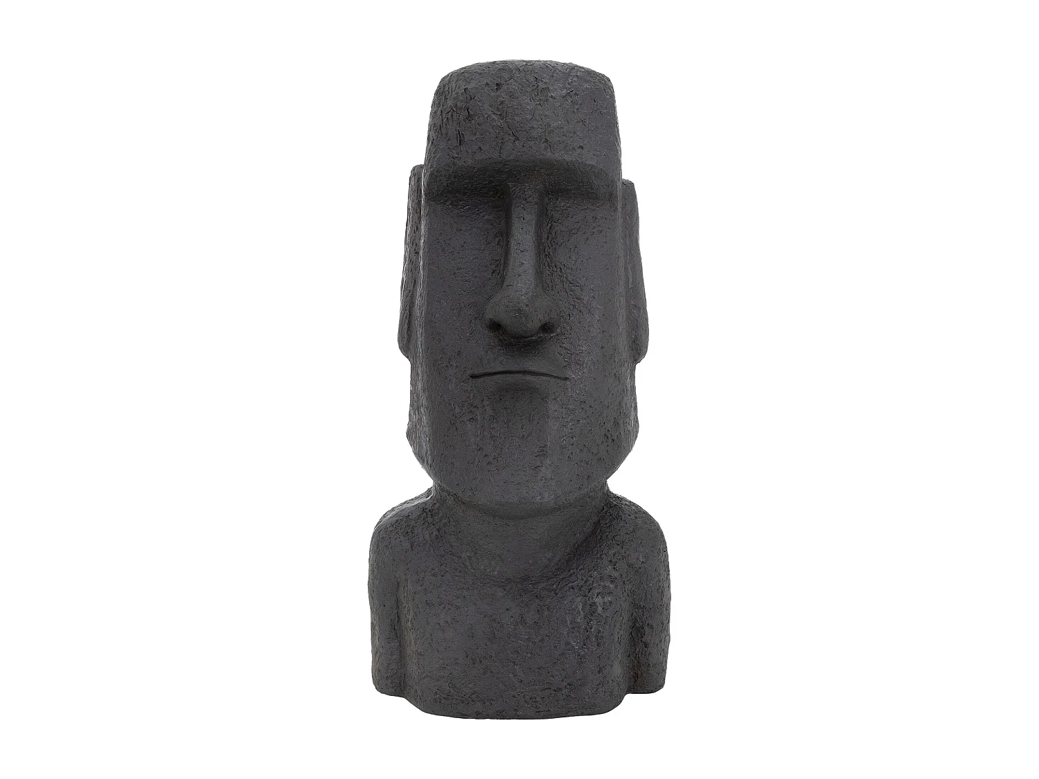 Statue déco tête moaï île de Pâques en résine figurine anthracite aspect basalte